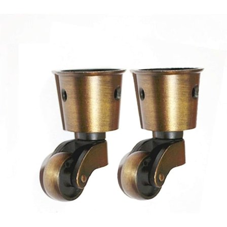 2 stk. Solide Messing Universal Møbelhjul Polert Antikk Kopptype Høy Bæreevne for Møbler Dresser Senger Lenestoler Bronse