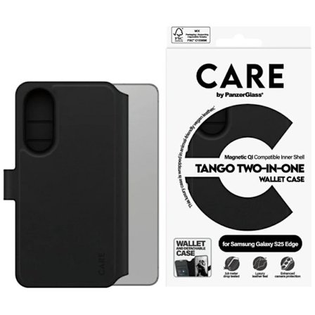 CARE PanzerGlass Galaxy S25 Edge Pung Etui Tango QI - Sort