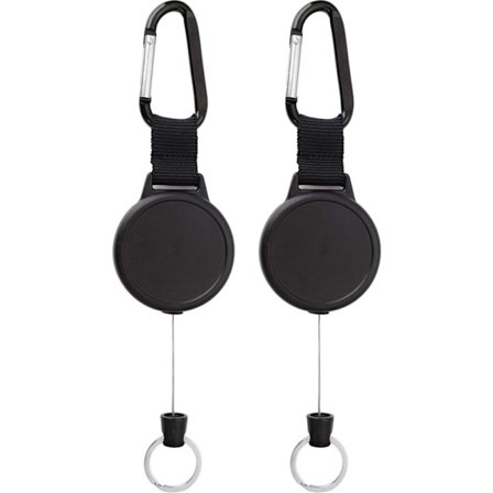 2/4 st Indragbar ID-korthållare, ID-korthållare, indragbar nyckelring med 60cm tjock stålsnöre, kraftig karbinhake, för nyckelring ID