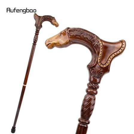 Hevonen Ruskea Puinen Muoti Kävelykeppi Koriste Vampyyri Cospaly Juhla Puinen Kävelykeppi Halloween Mace Sauva Piispainsauva 93cm