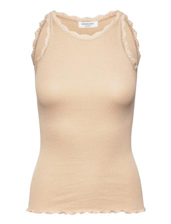 Silk Top W/ Lace T-shirts Sleeveless Creme Rosemunde Kids*Betinget Tilbud