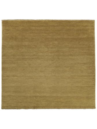 Enfärgad Stor Handloom Fringes Matta - Olivgrön 250X250 Ull, Modern Stil