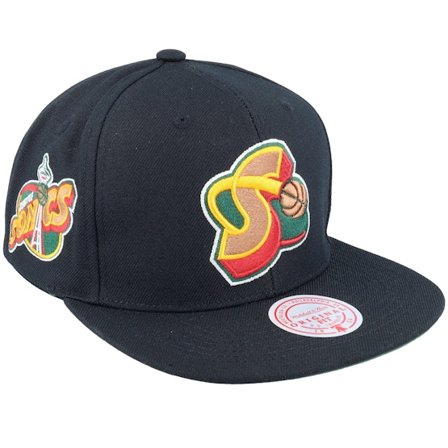Mitchell & Ness - NBA - Black - snapback - Cap - Seattle Supersonics Black Pop Black Snapback - Hatstore