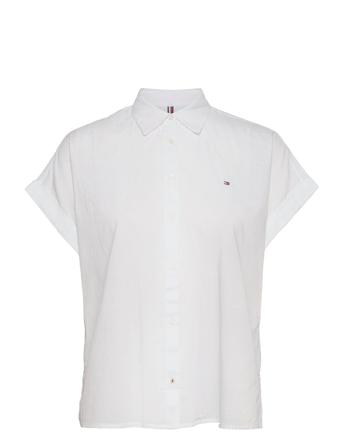 Cotton Voile Relaxed Shirt Ss White Tommy Hilfiger