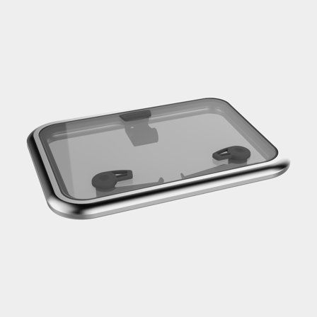 Decksluke Lewmar Medium Profile 40, mit Reibungsgelenk, 180°, 421 x 421 mm (Ausschnittmaß), 492 x 492 mm (Außenmaß), silber/grau - Boot