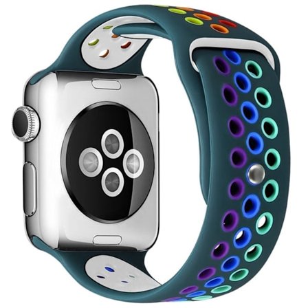 Apple Watch (41mm) regnbuefarvet silikone-urrem i to farver - Grøn