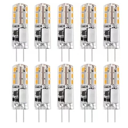 10 stk G4 LED-pærer 12V AC/DC Varmt Hvit 3000K 2W, Energibesparende Lampe Super Lys Ingen Flimmer