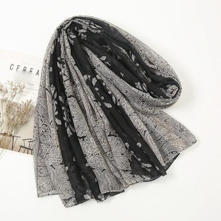 Puuvilla-pellavahuivi cashew-kuosilla