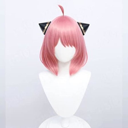 Anya Forger Cosplay Parykk Anime Parykk HSIU Rosa Kort Hår zy Pink