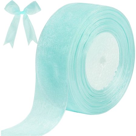 Gennemsigtigt Bånd, 40mm x 50 Yards Dobbeltsidet Gennemsigtigt Chiffonbånd til Gaveindpakning, Julebryllup Fest Ceremoni Dekorationer