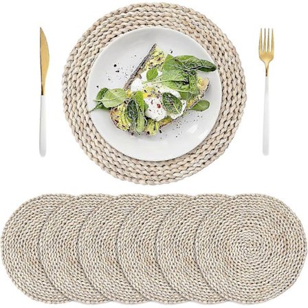 Maissinkuoripunotut pyöreät tabletit, 6 kpl, luonnolliset punotut tabletit, olkitabletit ruoka-/kahvipöydälle, 30 cm
