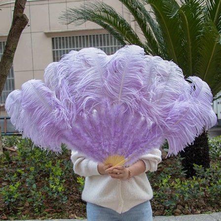 Håndholdt Strudsefjer Vifte til Danseoptræden & Karnevalshow, 60/100cm Lys Lilla[JSR]