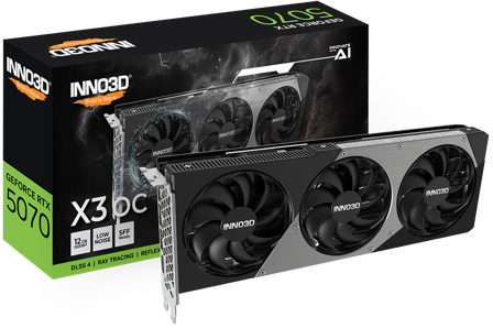 INNO3D GeForce RTX 5070 12GB X3 OC, 3x DisplayPort 2.1b, 1x HDMI 2.1b, 650W