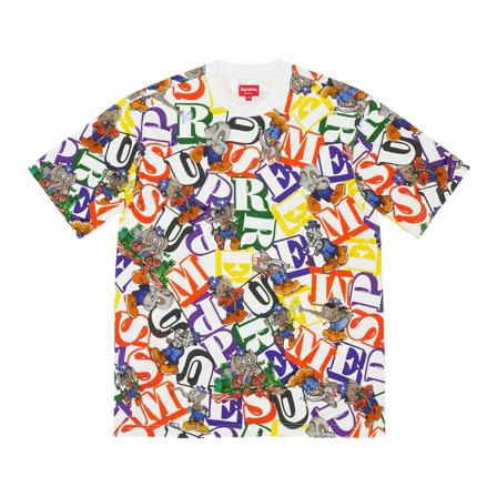 Supreme, T-Shirts Wit, Heren, Maat:M,Cotton,Bedrukt