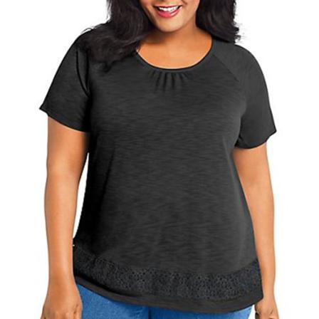 Just My Size Raglant-tröja I Plusstorlek För Kvinnor Med Spetspanel