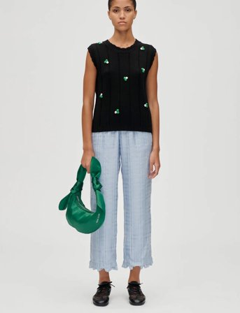 STINE GOYA 2359 Midweight Wool, Bubble Knit Ve - Black - XS