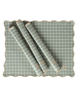 Dækkeservietter garnfarvede 4-pak ternet Grøn