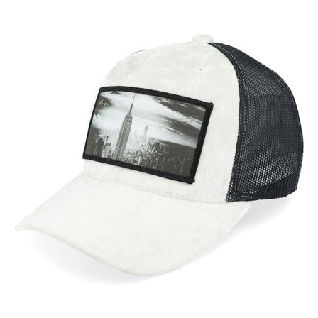 Calza Pennello - Bianco trucker Cappellino - Kids New York Skyscraper Velvet White/Black @ Hatstore