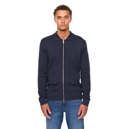 Duck and Cover Melfi Stickad Tröja med Avtagbar Dragkedja för Män L Marinblå