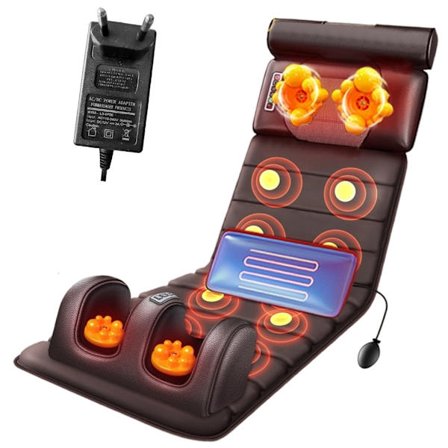 Helkroppsmassagematta med Värme Knådande Ryggmassage Nackstödskudde