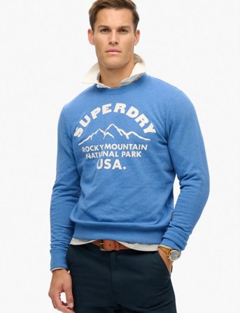 Superdry Lo-Fi Outdoors Graphic Crew - Blue - XL