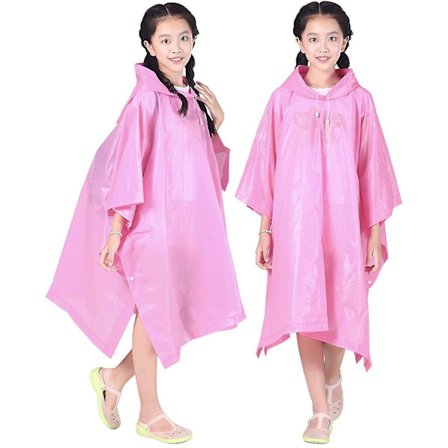 Regnponcho til børn, [2 pak] Eva regnfrakke til børn, genanvendelig regnjakke til børn, drenge og piger 6-13 år