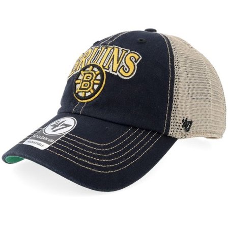 47 Brand - NHL Svart trucker Keps - Boston Bruins Tuscaloosa Clean Up Dad Cap Vintage Black/Beige Trucker @ Hatstore