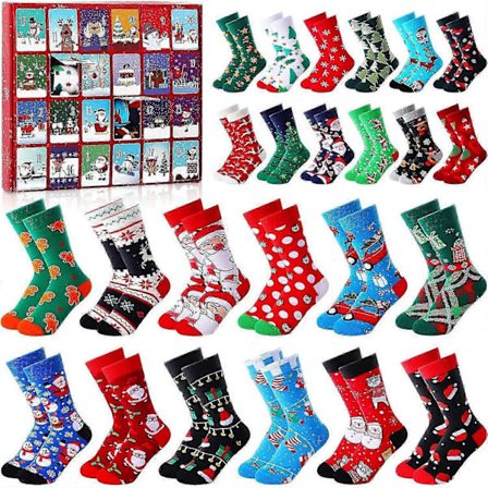 2025 Julevarme Bomullsokker Draktssett 24-dagers Julekalender Adventsgave Blindboks