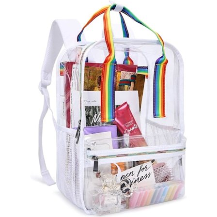 Genomskinlig Ryggsäck Heavy Duty PVC Genomskinlig Ryggsäck Regnbåge - Stor