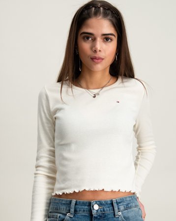 Tommy Hilfiger SLUB KNIT TOP LS Beigestä Topit / Puserot Tytöt - Kids Brand Store