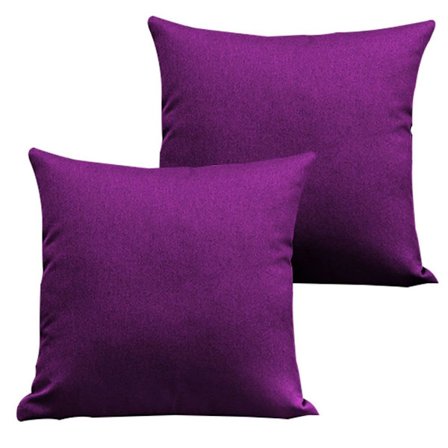 2 kpl yksivärisiä koristetyynyjä ilman ydintä veden erotuksella. Tumman violetti
