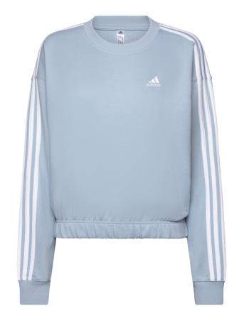 Essentials 3-Stripes Crop Sweatshirt Sweat-shirt Genser Blå Adidas Sportswear*Betinget Tilbud