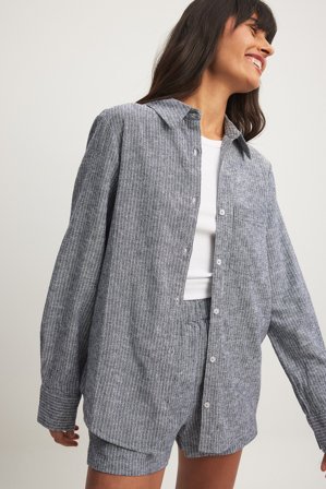 NA-KD - Skjorte i linblanding med striper - Sommerklær - Stripete - EU 34