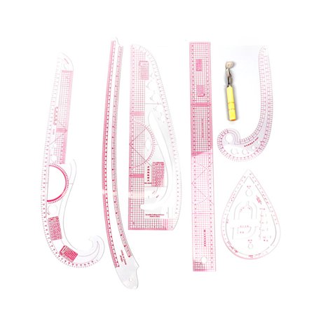 7-delt fransk kurvelinealsæt høj præcision komplet skrædderværktøj sylineal med skala til begyndere mønsterfremstilling