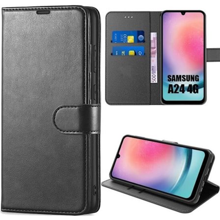 Coque semi-rigid BOOLING för Samsung Galaxy A24 - Magnetstängning elegant lädereffekt svart