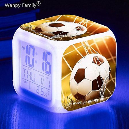 Fotbollsmatch Fotboll Väckarklocka Barnrum Dekorera docka 7 färg Glödande små nattlampor Skrivbordsklockor Presenter till barn