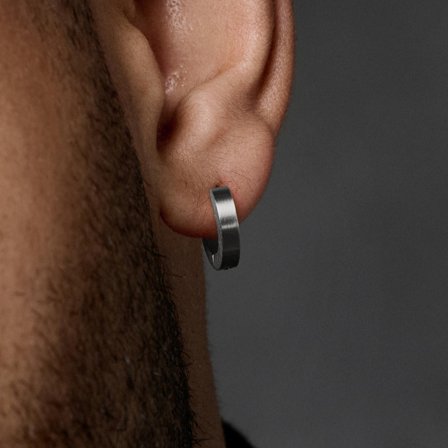 Lapos ezüst tónusú karika fülbevaló for Men