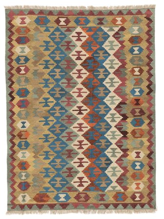172X234 Tapete Oriental Kilim Ghashghai Castanho/Petroleo Escuro ( Pérsia/Irão)