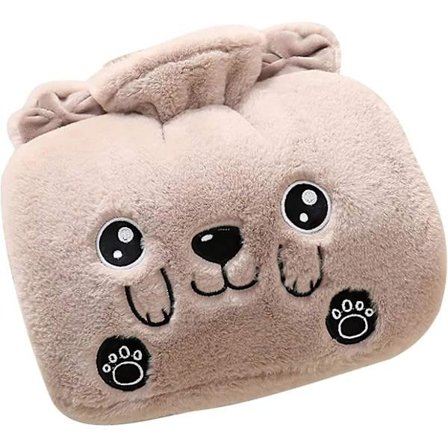 Varmtvannsflaske med håndlomme, 1,25 L tegneserie varmtvannsflaske med lokk pels varmtvannsflaske