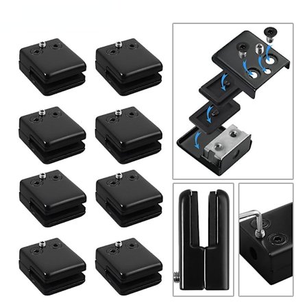 Proster 8 stk. Kvadratiske Glasklemmer Sort Spraymalet Balustrad Glasklips Stativ Holder Rustfrit Poleret Finish Hardware Klemmer