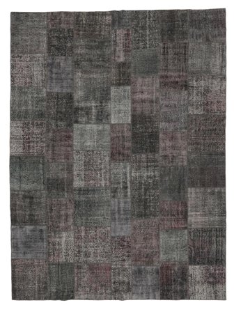 Hand Knotted Patchwork Rug 300X400 Black/Dark Grey