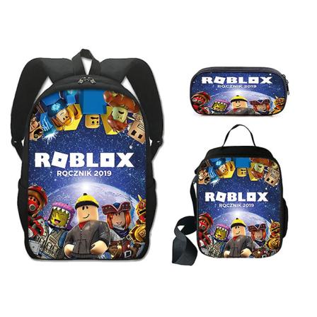 Børns Roblox Skole Taske Tre-delt Sæt Omkringliggende Polyester Enkeltlags Blyantpose Frokostpose Rygsæk Pakke style17