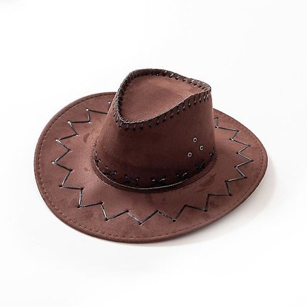 Unisex Cowboy Hat Country Bar Style West Western Bred Brim Solbeskyttelse Hat(Coffee)