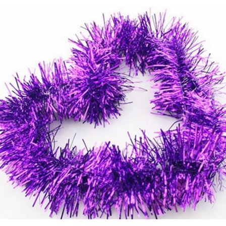 (Lila), 2m, paket med 5 glänsande kransar julgransdekoration 2m