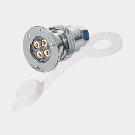 Conector de convés 1852-Marine, 4 polos, 3 A, 12 V, latão cromado, com tampa plástica