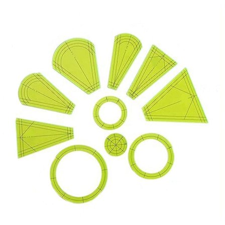 10-delt sæt af specialformede patchwork-sylinialer, DIY-sylinial, patchwork-værktøj, quiltelinial, skæremønster