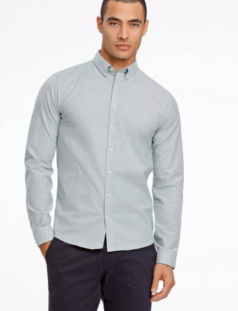 Lindbergh Yarn Dyed Oxford Superflex Shirt - Green - XL