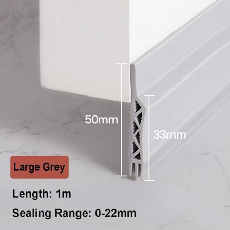 100 cm Dørbunds-tætningsliste Trækudskiller GRÅ (50MM