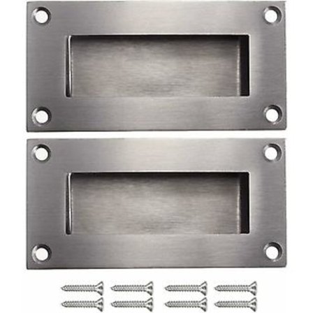 2-pakks Flush Innfelt Skyvedørhåndtak Rektangel Dørhåndtak Innfelt Håndtak Skjult Satin Børstet Rustfritt Stål Fingertrekk Skjult Håndtak Sølv