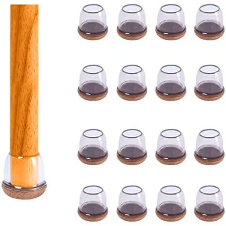 16 kpl (pyöreä, sopii: 0,5" - 0,8") läpinäkyvät silikoniset tuolinjalka lattiatassut